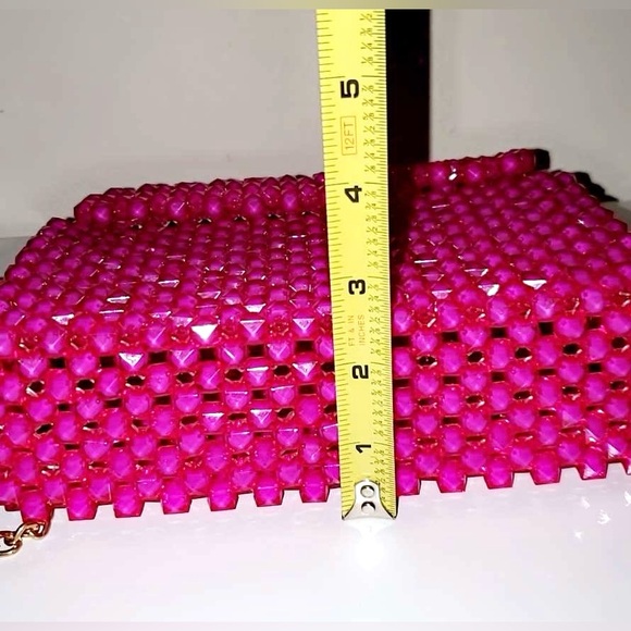 Handmade Woven Beads Crossbody / HandBag with Gold Chain Strap NEW - Picture 10 of 17